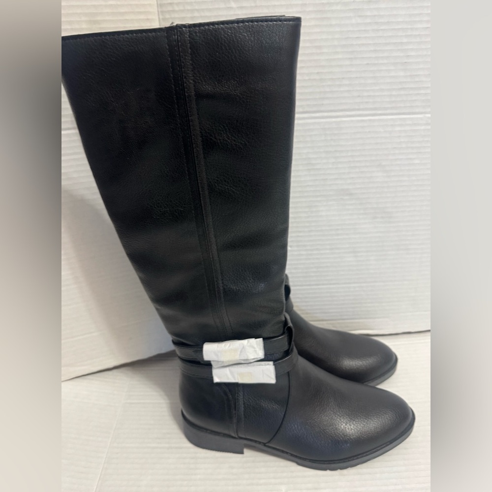 NEW INC International Concepts Garrison Black Leather Tall Riding Boots 7.5 wide